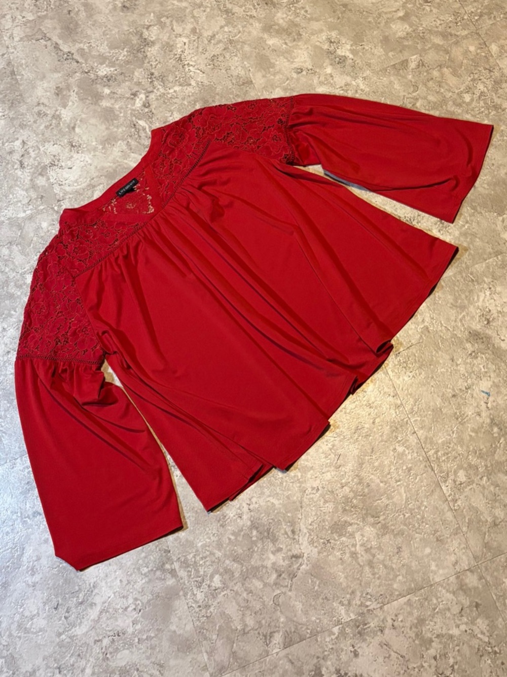 Lane Bryant Red Lace Yoke Tunic | relaxed fit | 18/20 | Stretchy